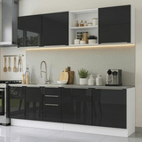 Cocina Integral 240 cm Blanco/Negro Lux Madesa 09
