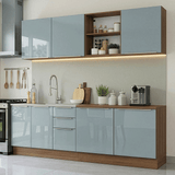 Cocina Integral 240 cm Marrón/Gris Lux Madesa 09