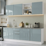 Cocina Integral 240 cm Blanco/Gris Lux Madesa 09