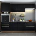 Cocina Integral 260 x 60 cm 6 Puertas 5 Cajones Con Mueble para Horno Marrón/Negro Lux Madesa