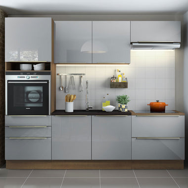 Cocina Integral 260 cm Con Mueble para Horno Marrón/Gris Lux Madesa
