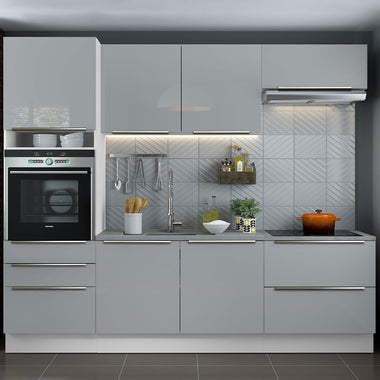 Cocina Integral 260 cm Con Mueble para Horno Blanco/Gris Lux Madesa