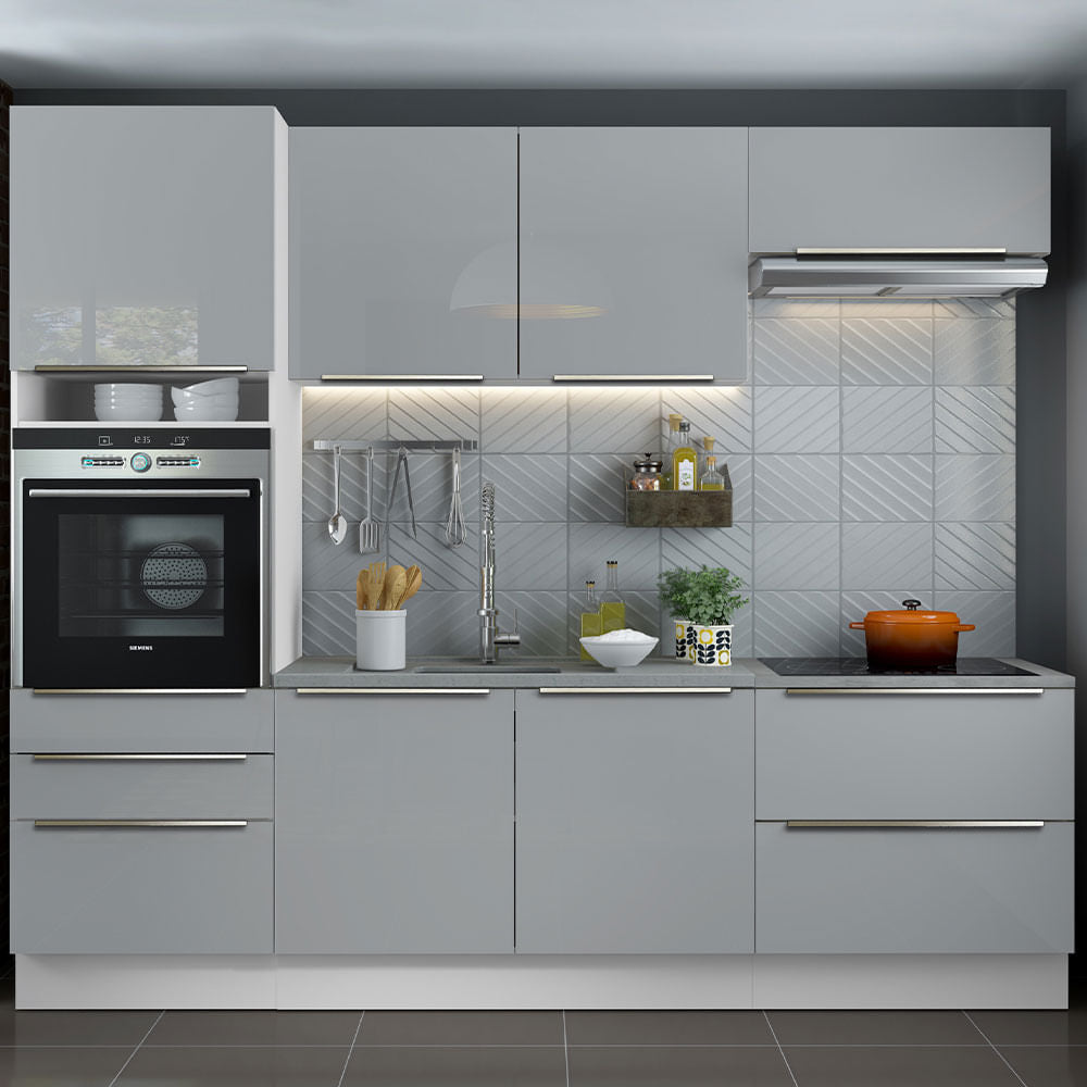 Cocina Integral 260cm Lux Blanco/Gris 01