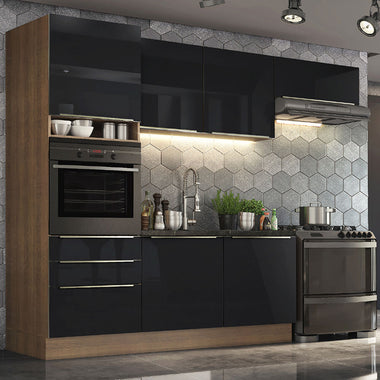 Cocina Integral 260 cm Con Mueble para Horno Marrón/Negro Lux Madesa