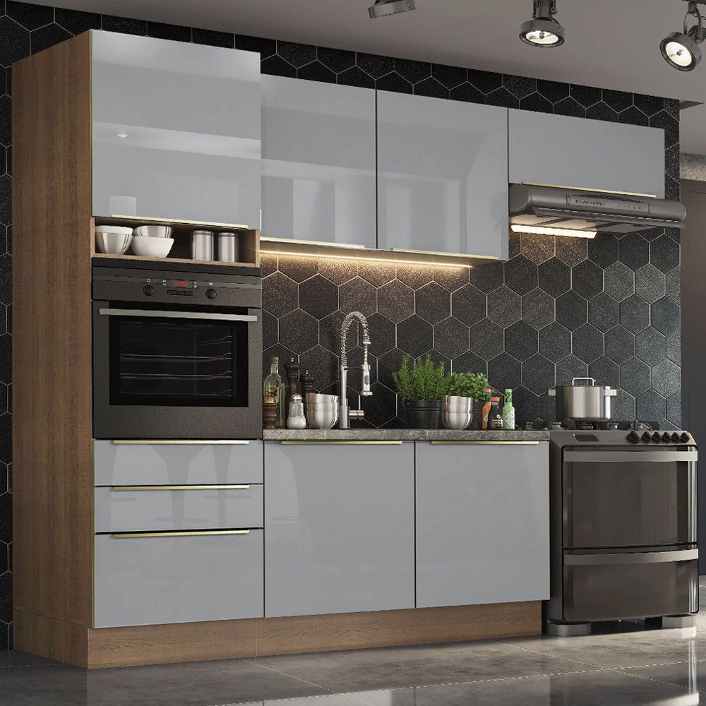 Cocina Integral 260 cm Lux Marrón/Gris 03