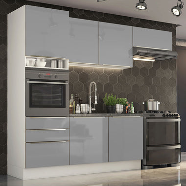 Cocina Integral 260 cm Con Mueble para Horno Blanco/Gris Lux Madesa