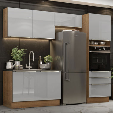 Cocina Integral 260 cm Con Mueble para Horno Marrón/Gris Lux Madesa