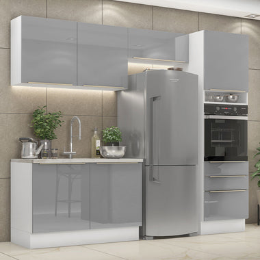 Cocina Integral 260 cm Blanco/Gris Lux Madesa