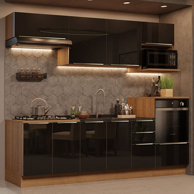 Cocina Integral 260 cm Marrón/Negro Lux Madesa