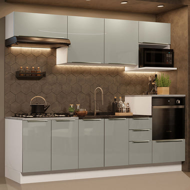 Cocina Integral 260 cm Blanco/Gris Lux Madesa