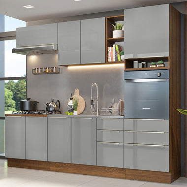 Cocina Integral 260 cm Con Mueble para Horno Marrón/Gris Lux Madesa