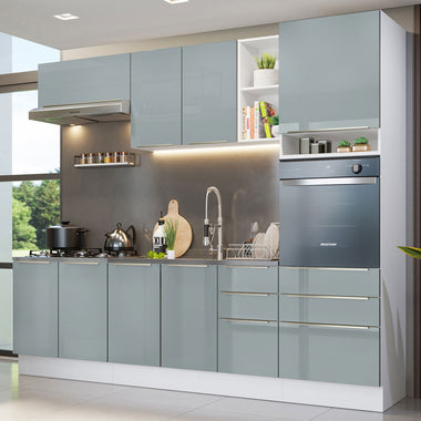 Cocina Integral 260 cm Con Mueble para Horno Blanco/Gris Lux Madesa