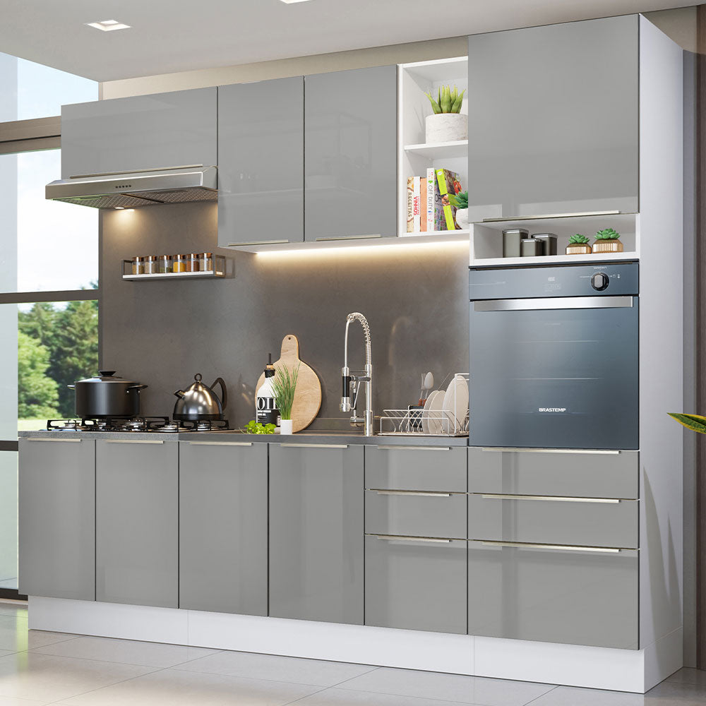 Cocina Integral 260cm Lux Blanco/Gris 08