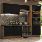 Cocina Integral 270 x 60 cm Con Mueble para Horno Marrón/Negro Lux Madesa