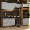 Cocina Integral 270 x 60 cm Con Mueble para Horno Marrón/Gris Lux Madesa