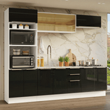 Cocina Integral 270 cm Blanco/Negro Lux Madesa 05