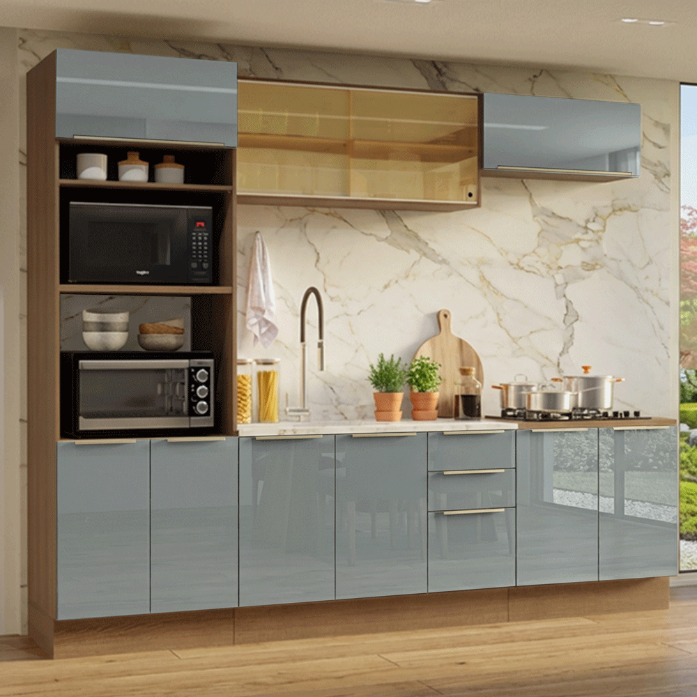 Cocina Integral 270 cm Marrón/Gris Lux Madesa 05