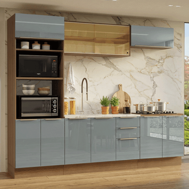 Cocina Integral 270 x 52 cm Con Mueble para Horno Marrón/Gris Lux Madesa