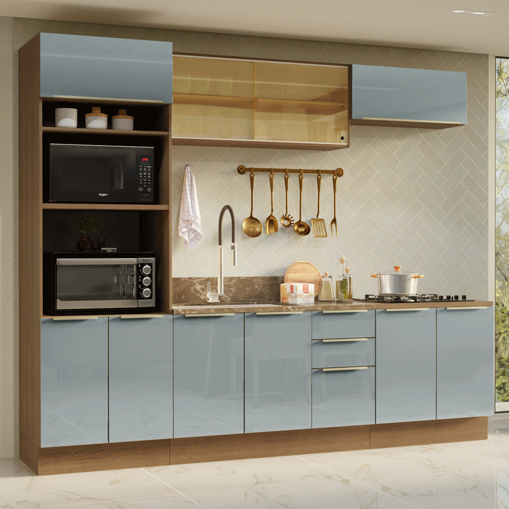 Cocina Integrale 270 x 60 cm Marrón/Gris Lux Madesa 06