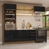 Cocina Integral 270 cm Marrón/Negro Lux Madesa 07