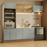Cocina Integrale 270 x 60 cm Marrón/Gris Lux Madesa 08