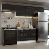Cocina Integral 280 cm Blanco/Negro Lux Madesa 01