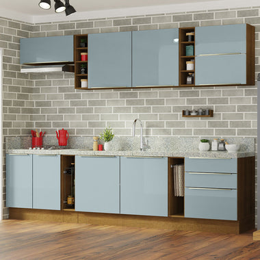 Cocina Integral 300 cm de Marrón/Gris Lux Madesa