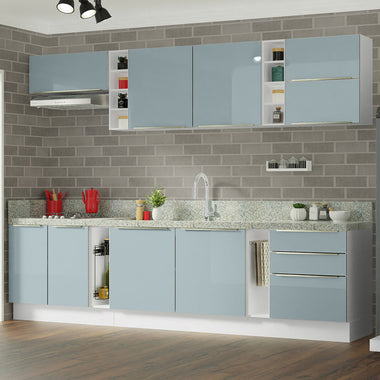 Cocina Integral 300 cm Blanco/Gris Lux Madesa