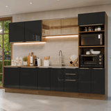 Cocina Integral 310 cm Marrón/Negro Lux Madesa 03