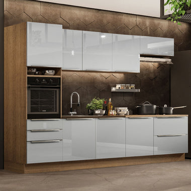 Cocina Integral 320 cm Con Mueble para Horno Marrón/Gris Lux Madesa