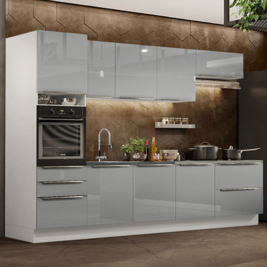Cocina Integral 320 x 60 cm Con Mueble para Horno Blanco/Gris Lux Madesa