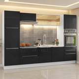 Cocina Integral 320 cm Blanco/Negro Lux Madesa 08