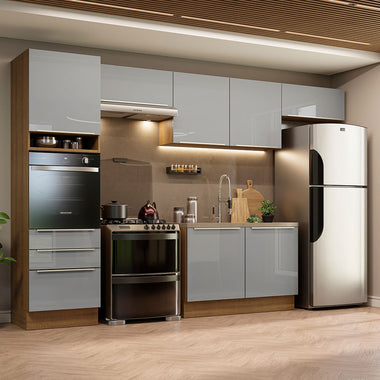 Cocina Integral 340 cm Con Mueble para Horno Marrón/Gris Lux Madesa