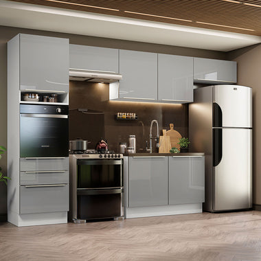 Cocina Integral 340 cm Con Mueble para Horno Blanco/Gris Lux Madesa