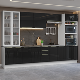 Cocina Integral 340cm Blanco/Negro Lux 02