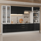 Cocina Integral 340 cm Blanco/Negro Lux Madesa 03