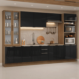 Cocina Integral 340 cm Marrón/Negro Lux Madesa 03