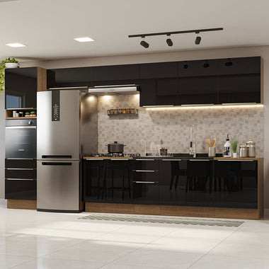 Cocina Integral 400 cm de Con Mueble para Horno Marrón/Negro Lux Madesa