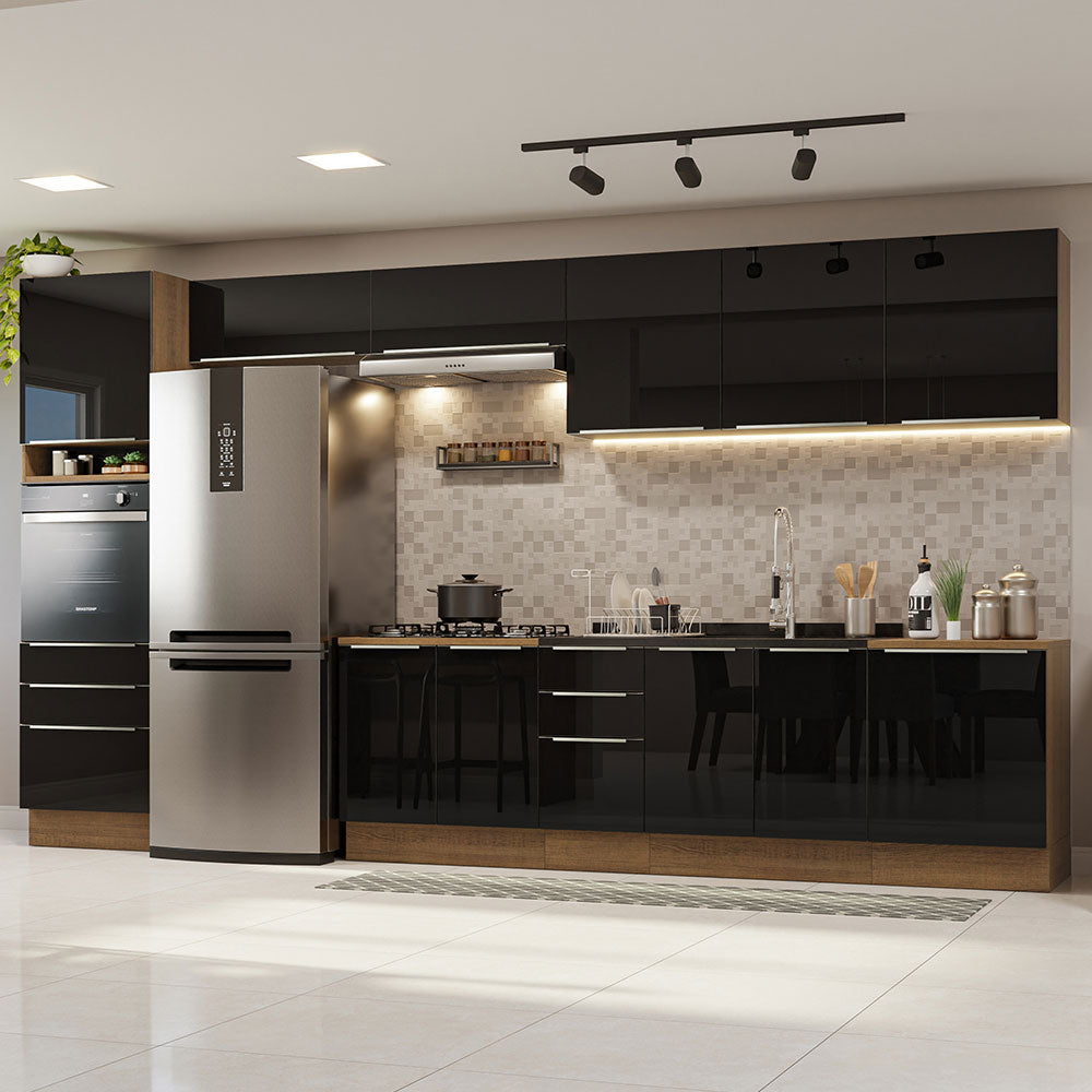 Cocina Integral 400cm Marrón/Negro Lux de Thauane