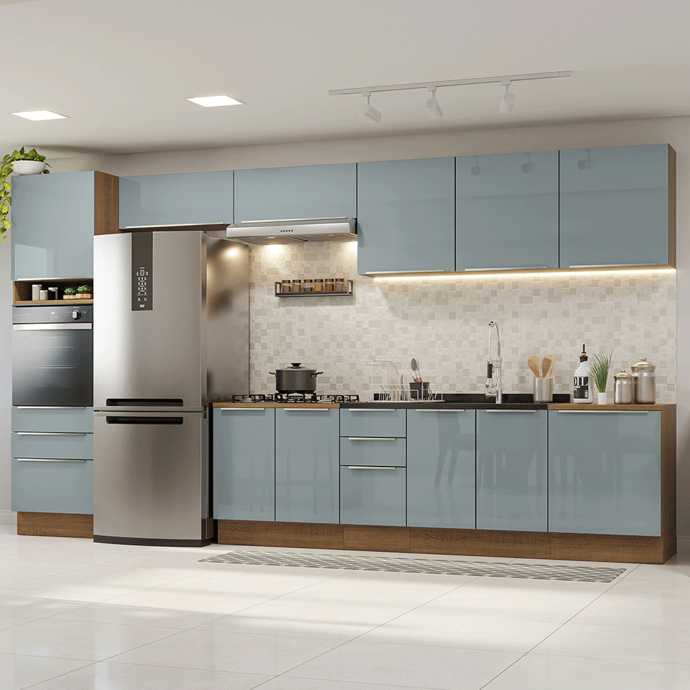 Cocina Integral 400 cm de Con Mueble para Horno Marrón/Gris Lux Madesa
