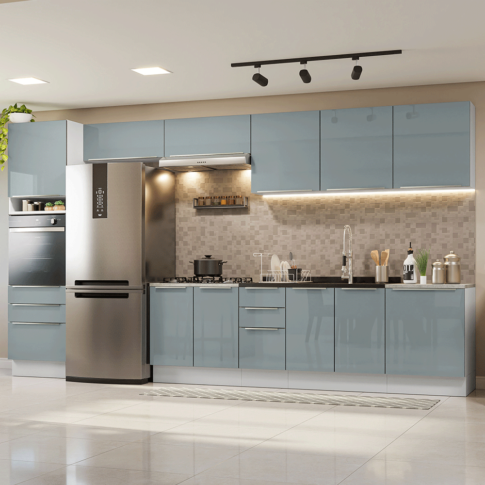 Cocina Integral 400cm Lux Blanco/Gris 01