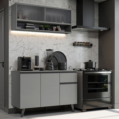 Cocina Compacta 120 cm Gris Nice Madesa