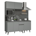Cocina Compacta 180 x 52 cm 6 Puertas 1 Cajón Gris Nice Madesa