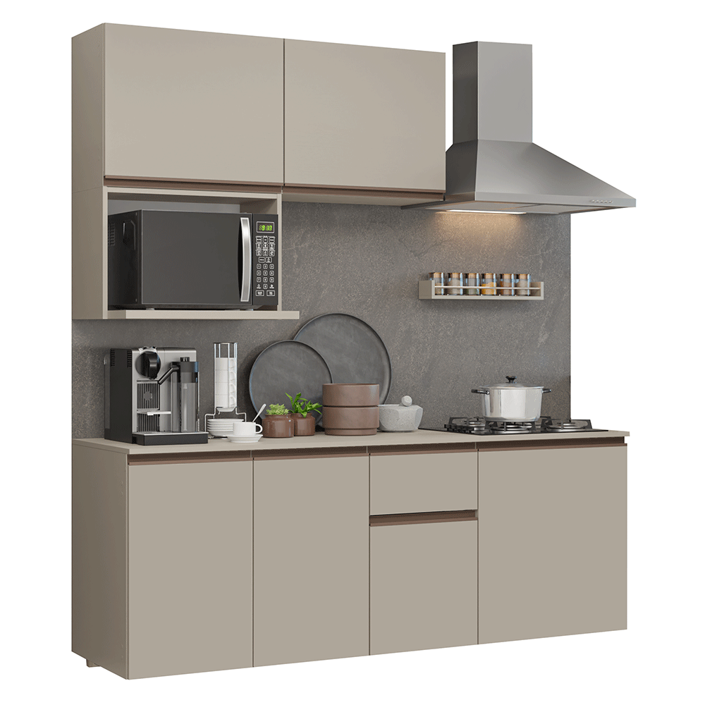 Cocina Compacta Flotante 180 cm Crema Nice Madesa