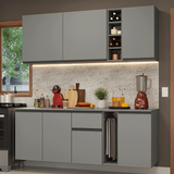 Cocina Compacta 180 cm Suspendida Gris Nice Madesa 04