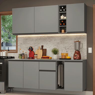 Cocina Compacta Flotante 180 cm Gris Nice Madesa