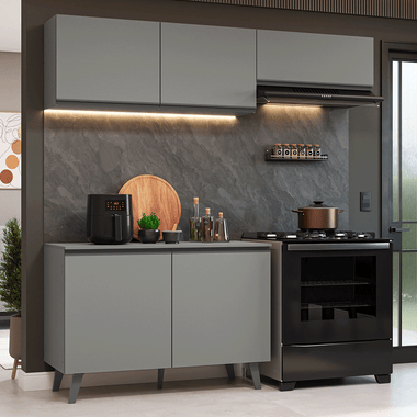 Cocina Compacta 200 cm Gris Nice Madesa