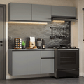 Cocina Compacta Flotante 200 x 52 cm 6 Puertas 1 Cajón Gris Nice Madesa