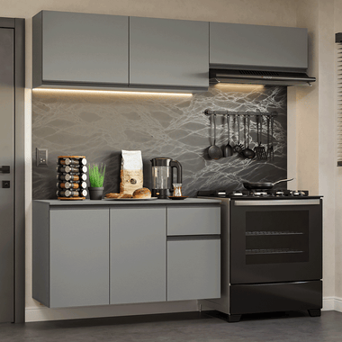 Cocina Compacta Flotante 200 cm Gris Nice Madesa