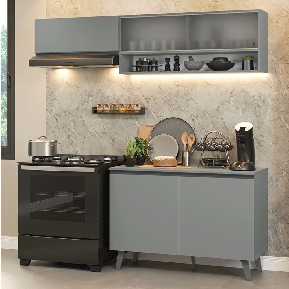 Cocina Compacta 200cm Gris Nice Madesa 09